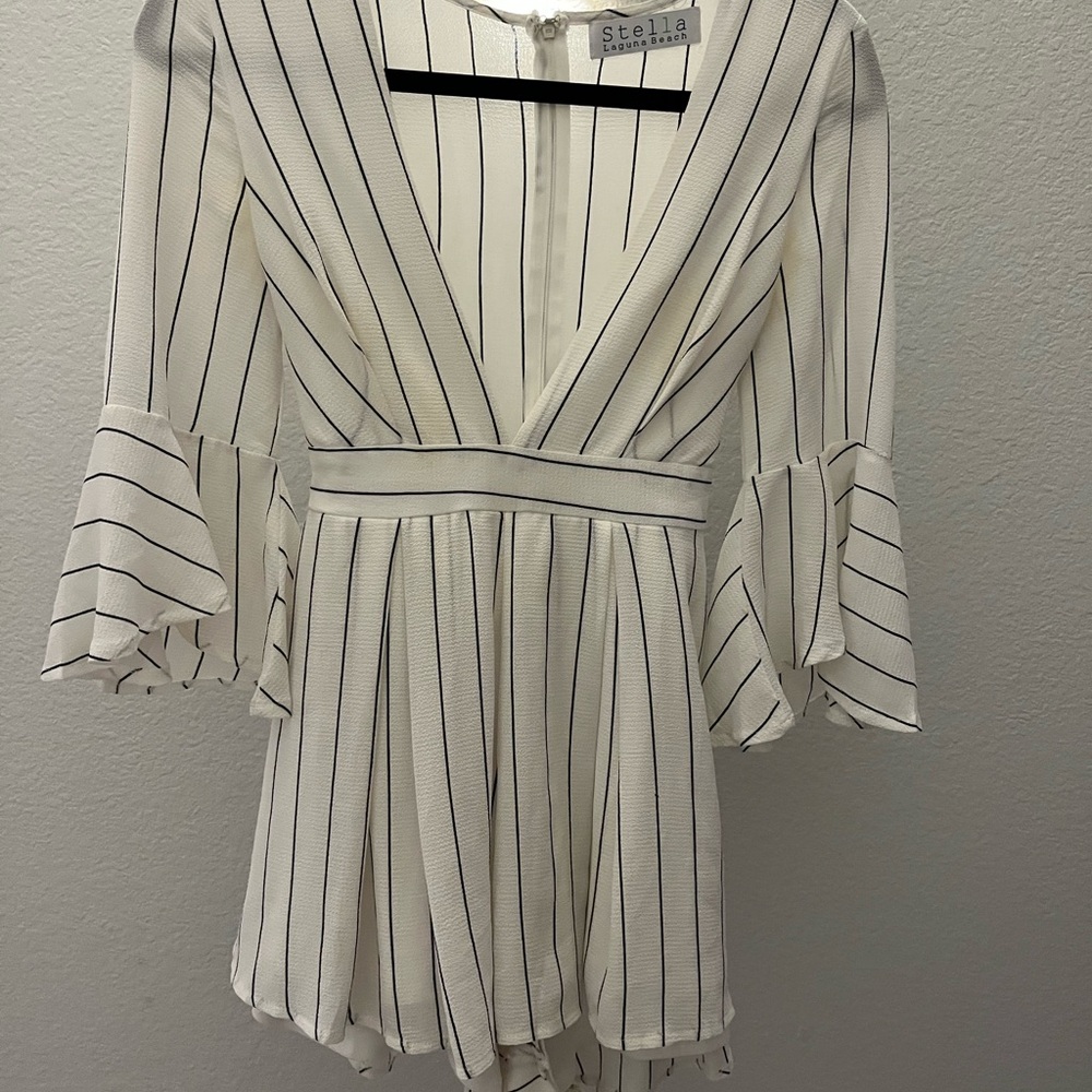 Stella White Striped Romper